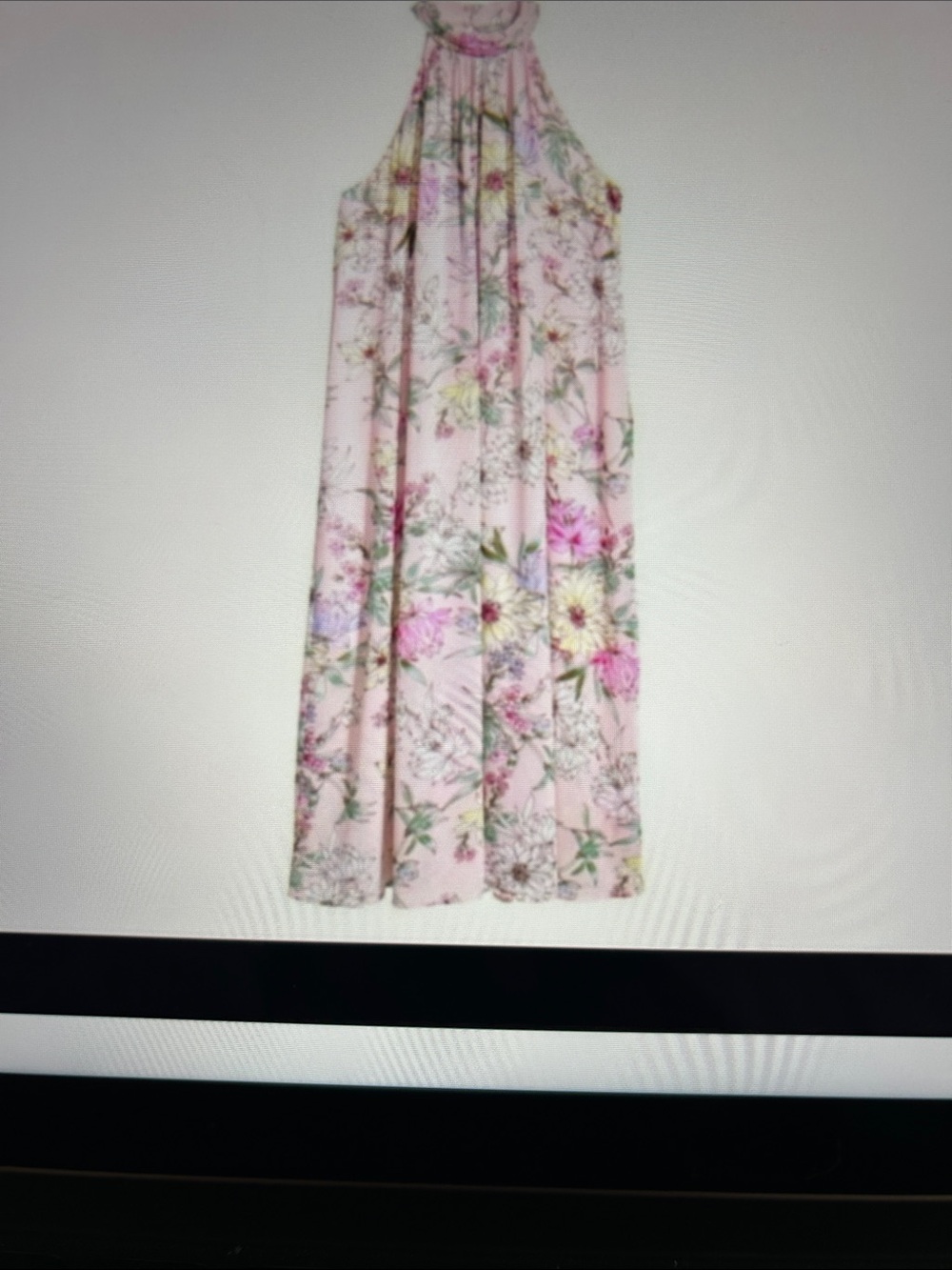 H&M A-Line  CHIFFON HALTER FLORAL MIDI Lined DRESS Sz 6